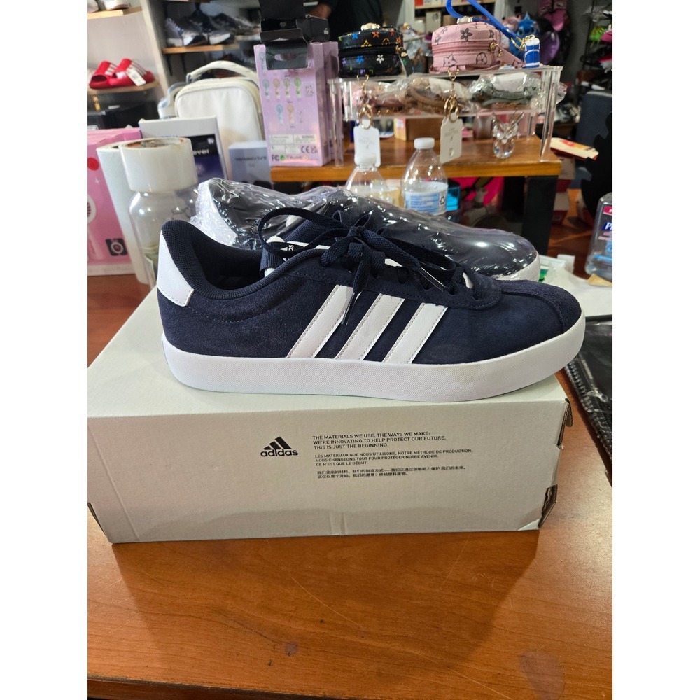 Adidas VL Court 3.0 Mens Sneakers Navy Blue White Suede ID6275 Size 9.5